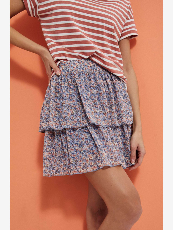 Moodo Modre ženske hlače s cvetličnim vzorcem Moodo