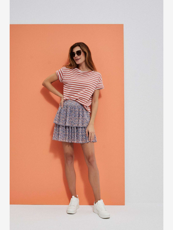 Moodo Modre ženske hlače s cvetličnim vzorcem Moodo