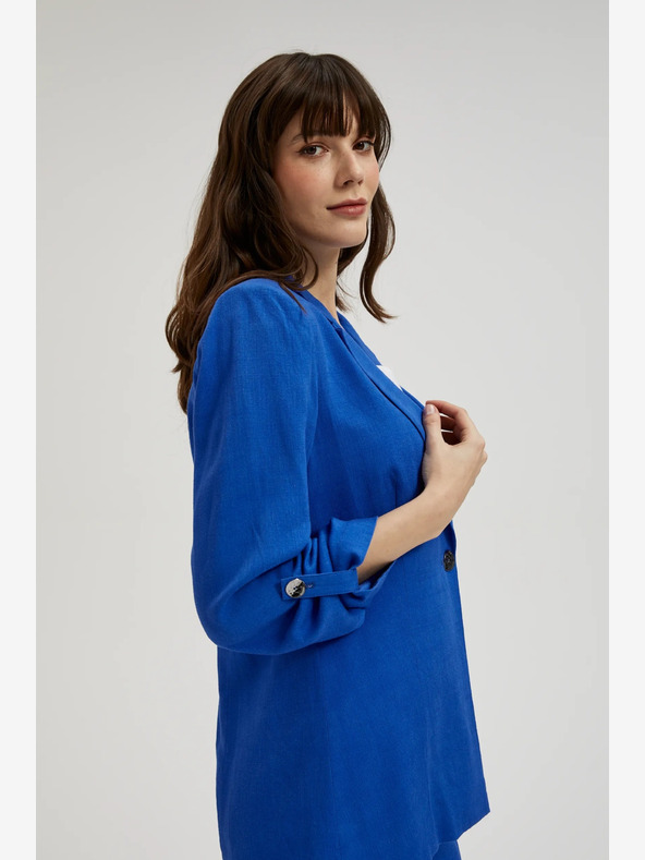 Moodo Modra lanena jakna s 3/4 rokavi Moodo