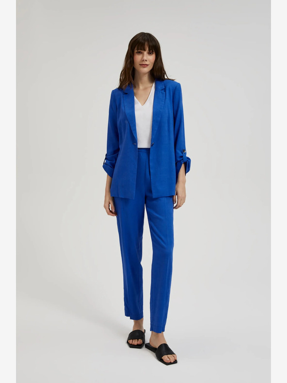 Moodo Modra lanena jakna s 3/4 rokavi Moodo