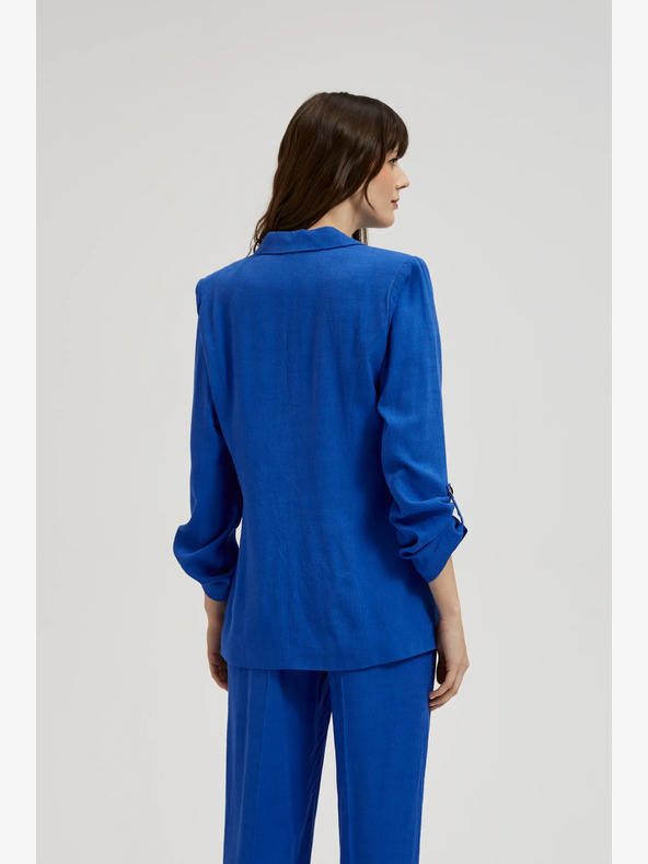 Moodo Modra lanena jakna s 3/4 rokavi Moodo