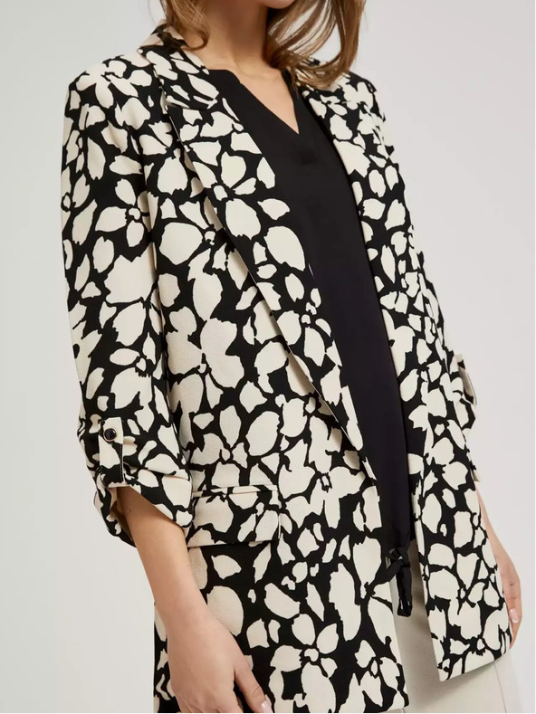 Moodo Črna in krem ženska vzorčasta jopica Moodo