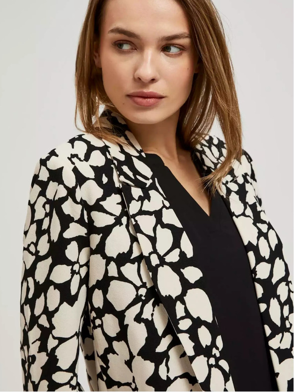 Moodo Črna in krem ženska vzorčasta jopica Moodo