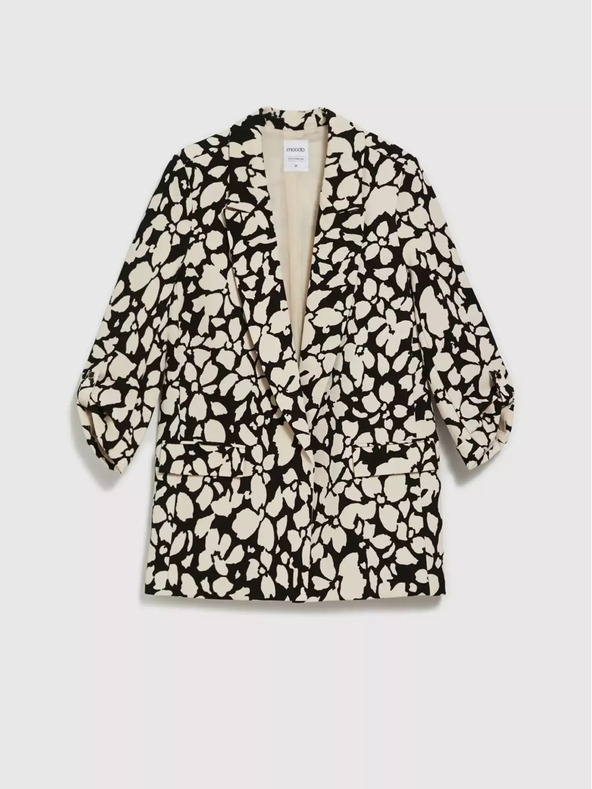 Moodo Črna in krem ženska vzorčasta jopica Moodo