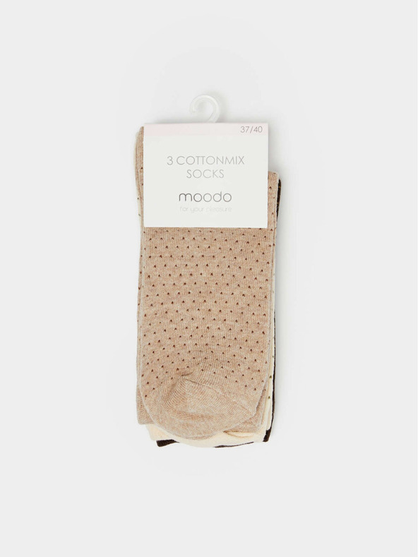 Moodo Komplet treh parov ženskih nogavic v bež in rjavi barvi Moodo