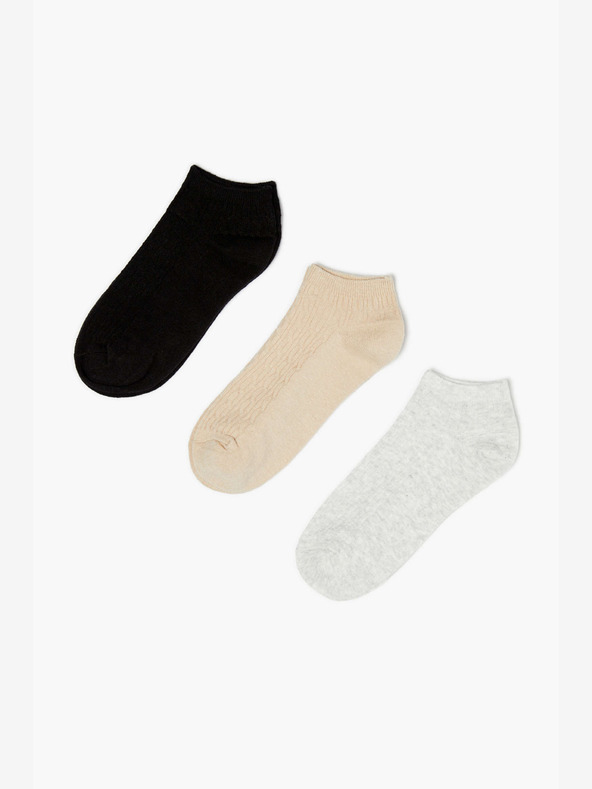 Moodo Komplet treh parov ženskih nogavic v črni, roza in sivi barvi Moodo