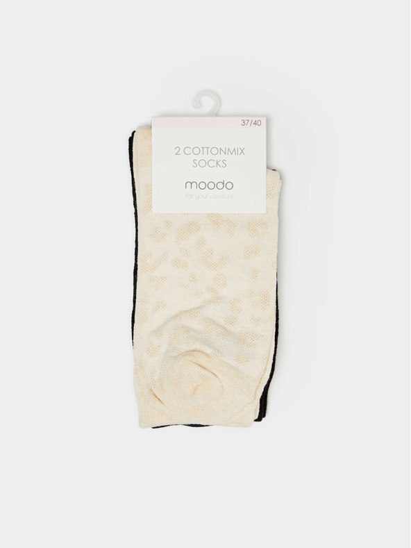 Moodo Komplet dveh parov ženskih nogavic v črni in bež barvi Moodo