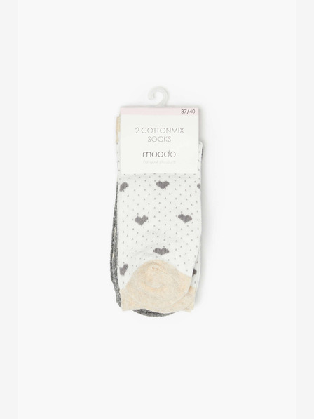 Moodo Komplet dveh parov ženskih nogavic v beli in sivi barvi Moodo