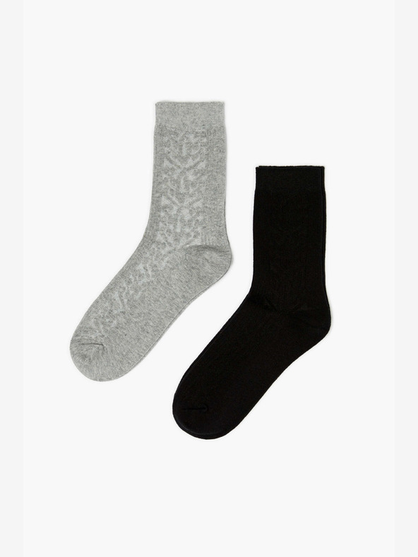 Moodo Komplet dveh parov ženskih nogavic črne in sive barve Moodo