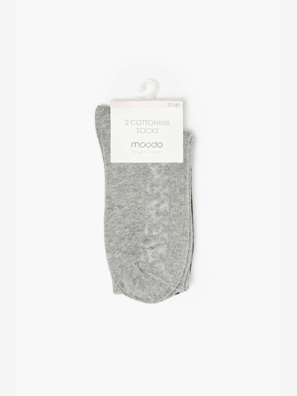 Moodo Komplet dveh parov ženskih nogavic črne in sive barve Moodo