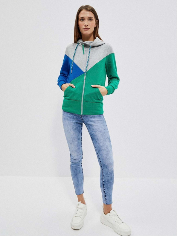 Moodo Siva in zelena ženska jopa z zadrgo Moodo