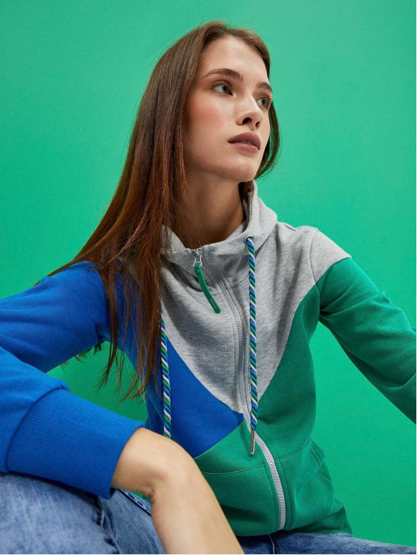 Moodo Siva in zelena ženska jopa z zadrgo Moodo