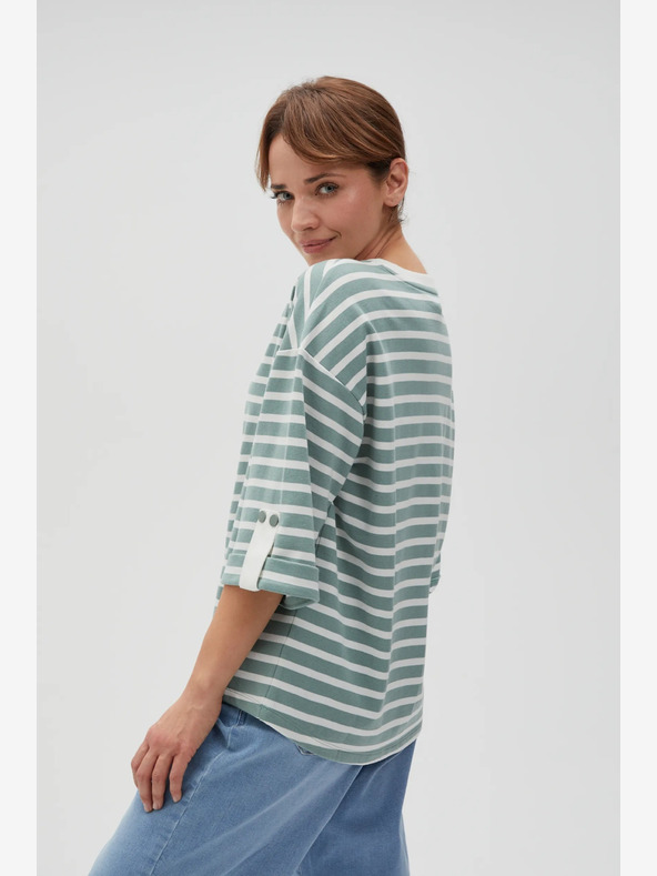 Moodo Bela in zelena ženska črtasta jopa Moodo