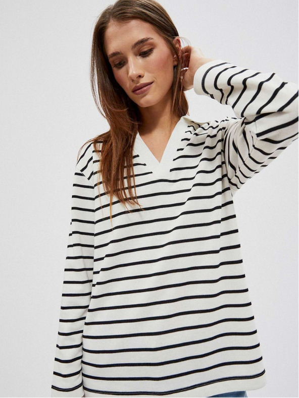 Moodo Črno-bela črtasta ženska jopa Moodo