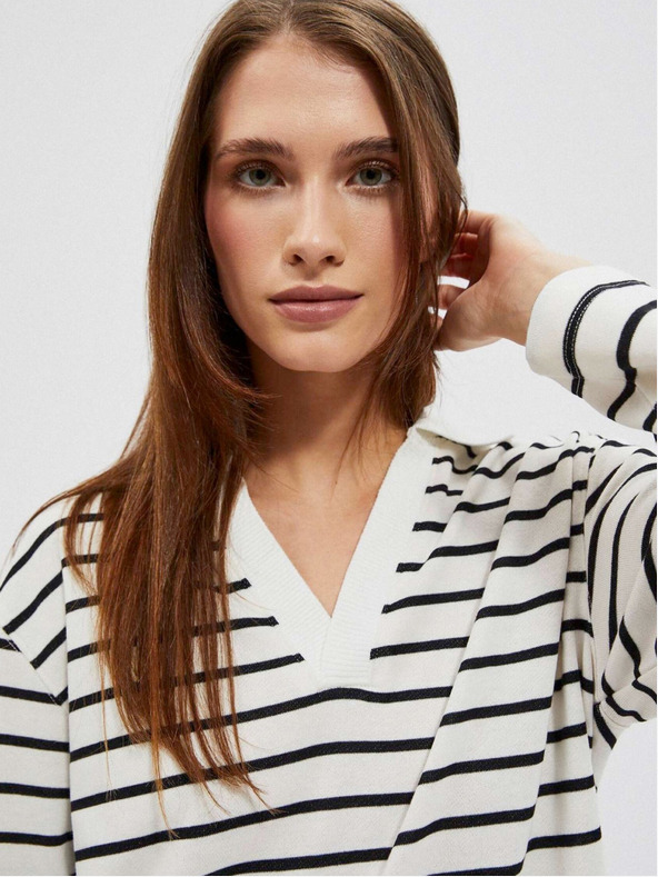 Moodo Črno-bela črtasta ženska jopa Moodo