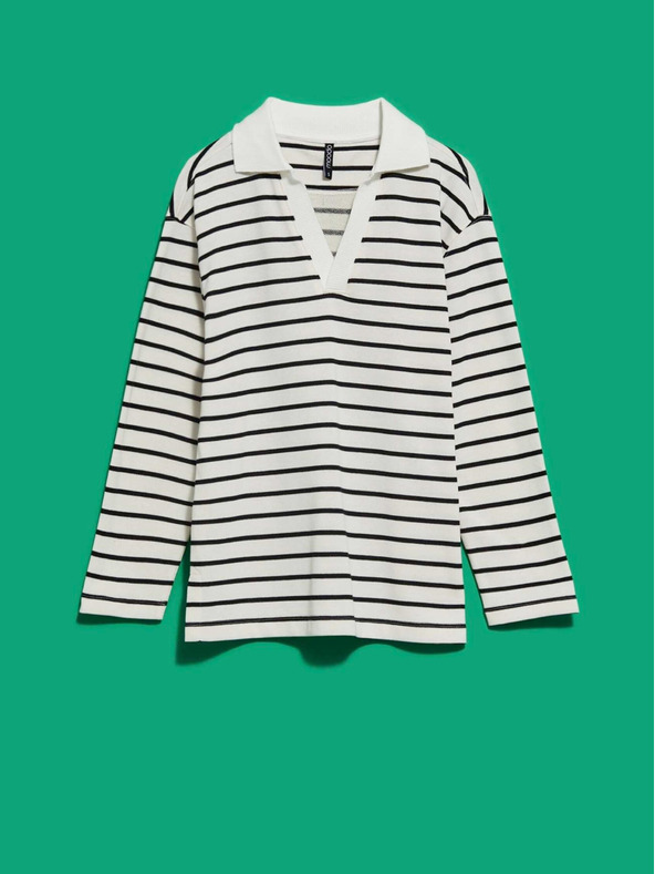 Moodo Črno-bela črtasta ženska jopa Moodo