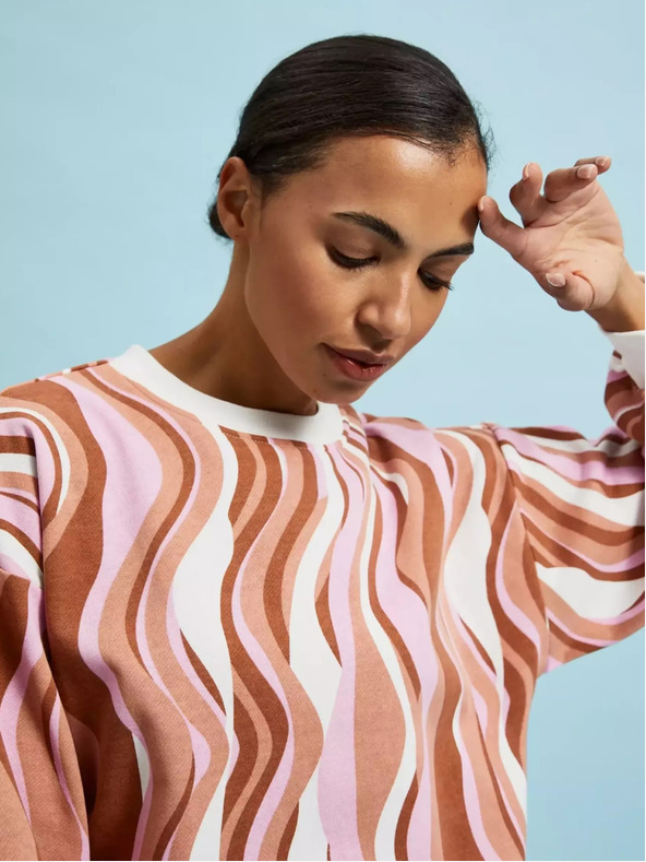 Moodo Roza in rjava ženska vzorčasta majica Moodo