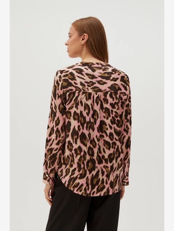 Moodo Rjava in roza ženska vzorčasta bluza Moodo