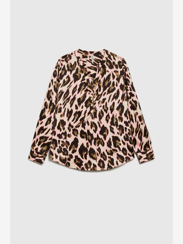 Moodo Rjava in roza ženska vzorčasta bluza Moodo