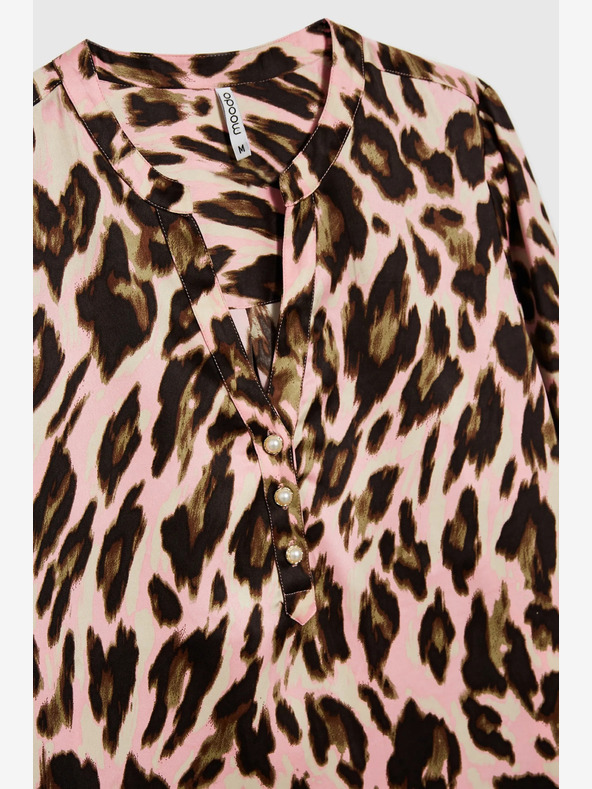 Moodo Rjava in roza ženska vzorčasta bluza Moodo