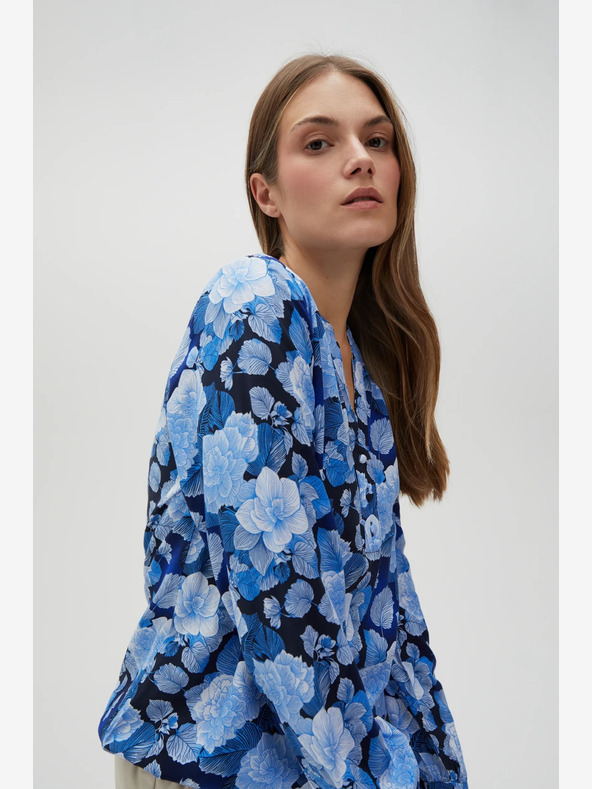 Moodo Modra ženska cvetlična bluza Moodo
