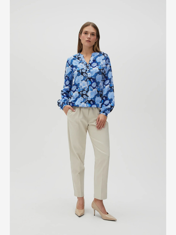 Moodo Modra ženska cvetlična bluza Moodo