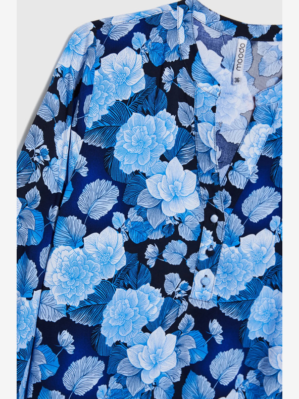 Moodo Modra ženska cvetlična bluza Moodo