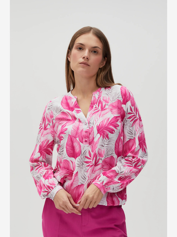 Moodo Belo-rožnata ženska vzorčasta bluza Moodo