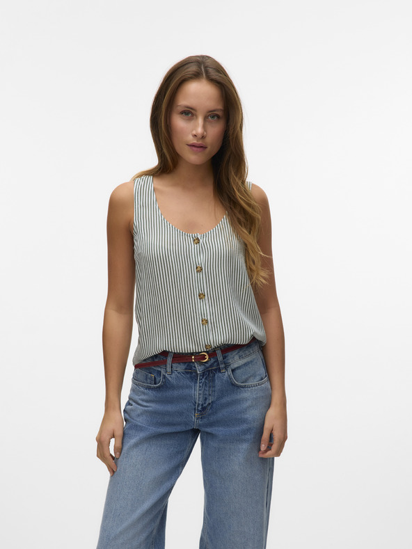 Vero Moda Bela in zelena ženska črtasta bluza Vero Moda BUMPY