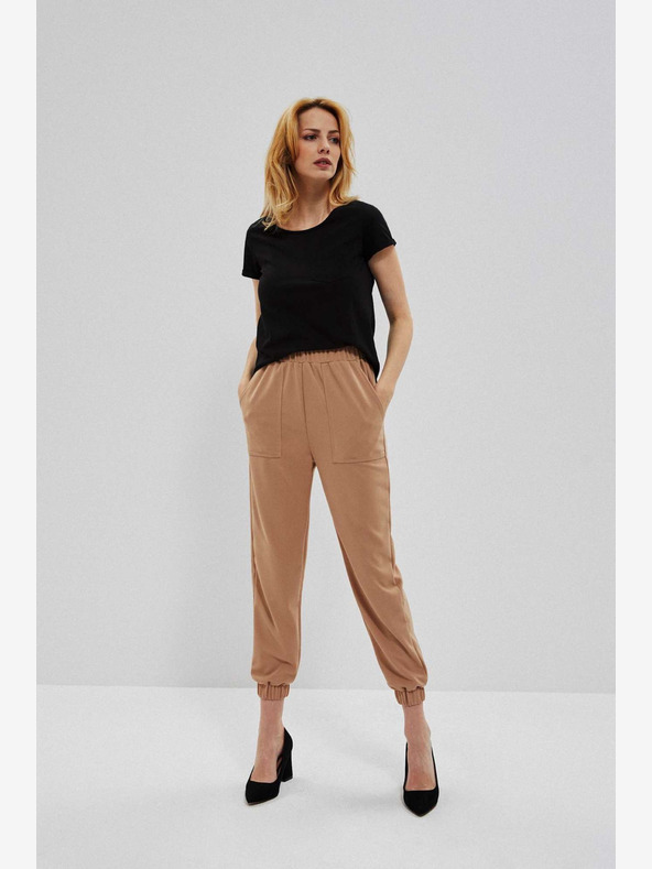 Moodo Moodo Rjave ženske hlače Moodo