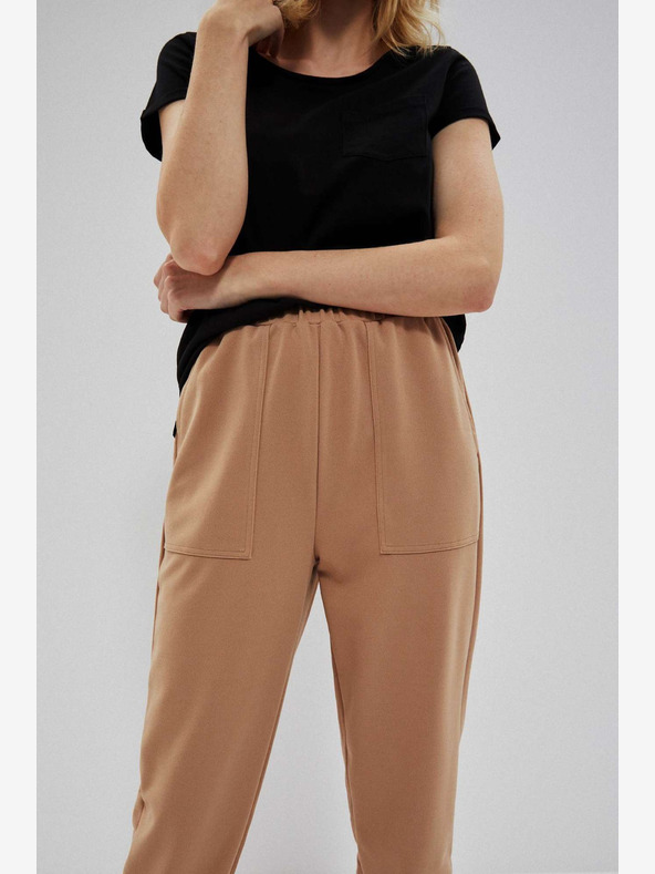 Moodo Moodo Rjave ženske hlače Moodo