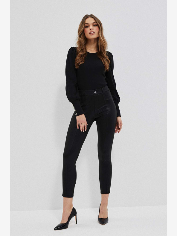 Moodo Črne ženske svetleče hlače Moodo