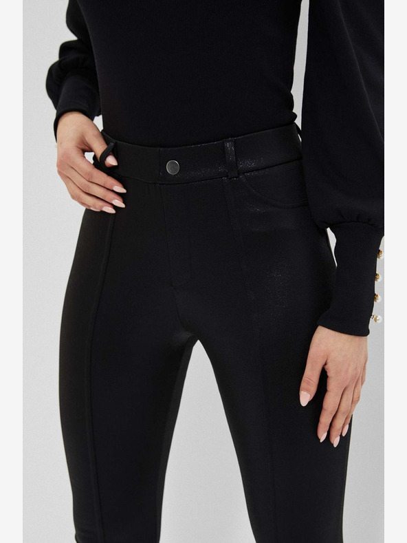 Moodo Črne ženske svetleče hlače Moodo