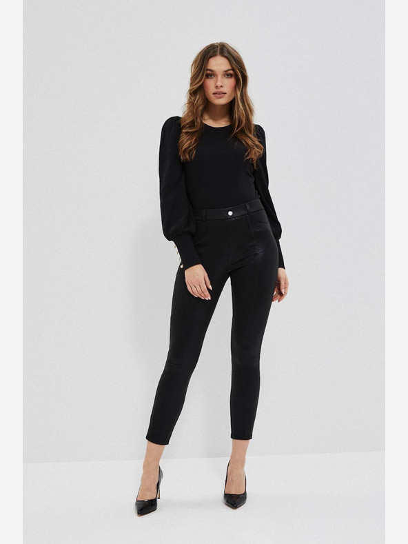 Moodo Črne ženske svetleče hlače Moodo