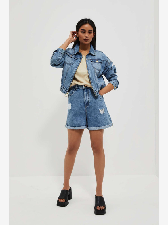 Moodo Modre ženske kratke hlače iz džinsa Moodo