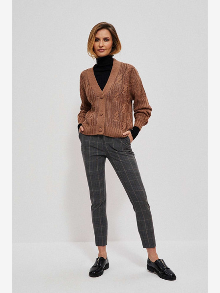 Moodo Moodo Sive ženske kariraste hlače