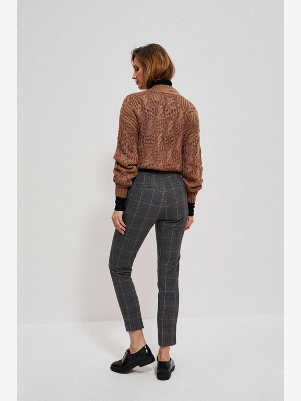 Moodo Moodo Sive ženske kariraste hlače