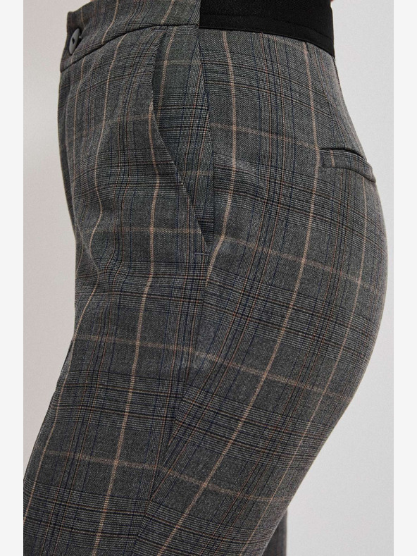 Moodo Moodo Sive ženske kariraste hlače