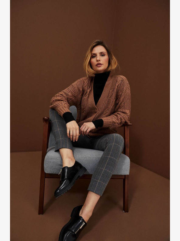 Moodo Moodo Sive ženske kariraste hlače