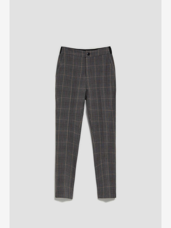 Moodo Moodo Sive ženske kariraste hlače