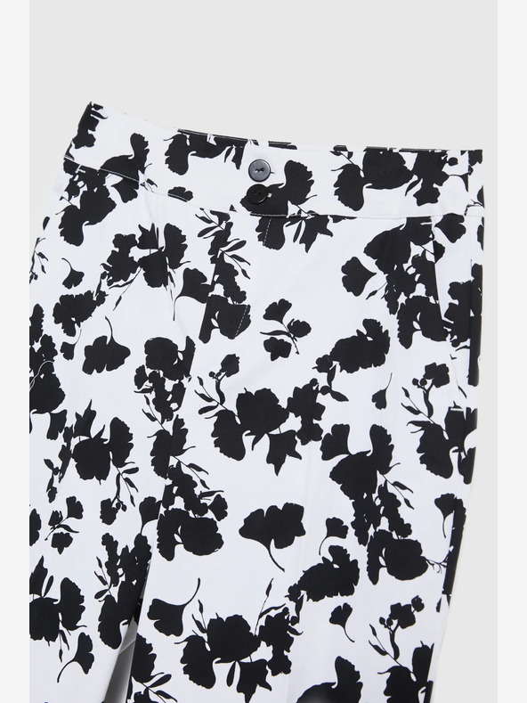 Moodo Moodo Ženske črno-bele hlače s cvetlicami