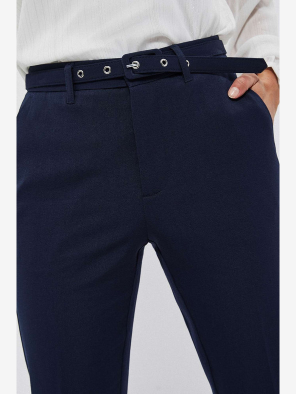 Moodo Temno modre ženske hlače s pasom Moodo