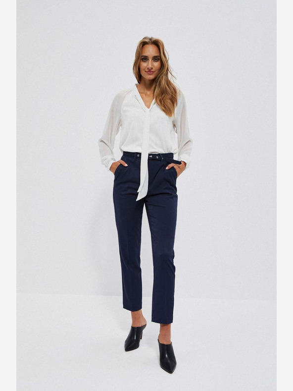 Moodo Temno modre ženske hlače s pasom Moodo