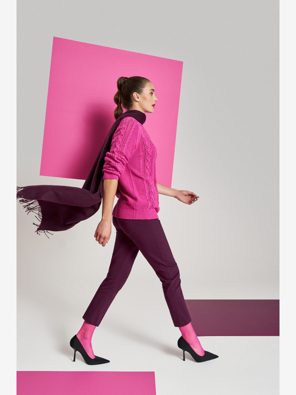 Moodo Moodo Ženske hlače v bordo barvi