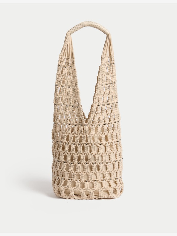 Marks & Spencer Marks & Spencer bela torbica za na ramo s kroglicami in visoko vsebnostjo bombaža