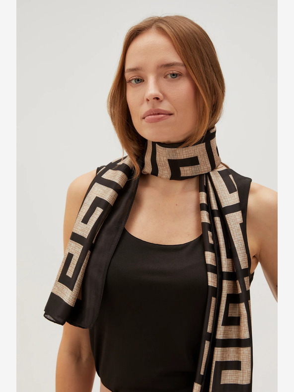 Moodo bež in črn ženski vzorčast šal Moodo