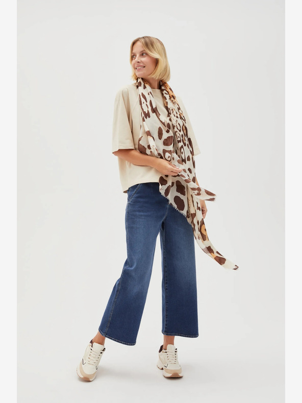 Moodo Krem in rjava ženska vzorčasta ruta Moodo