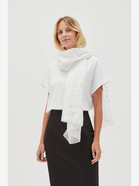 Moodo Beli ženski pikčasti šal Moodo