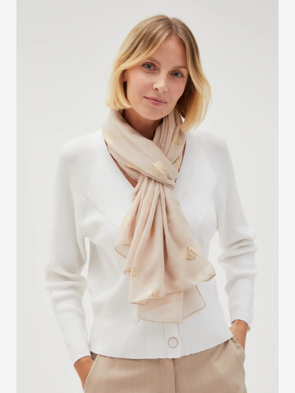 Moodo Béžová dámska bodkovaná šatka Moodo