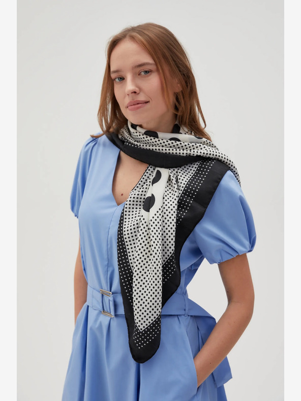 Moodo Belo-črni ženski vzorčasti šal Moodo